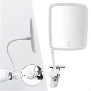Зеркало для макияжа с зажимом и подсветкой, беспроводное косметическое настольное с возможностью подзарядки