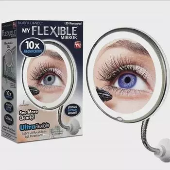 Зеркало для макияжа со светодиодной подсветкой, 10-кратное увеличение, поворотное на 360 градусов, складная конструкция как