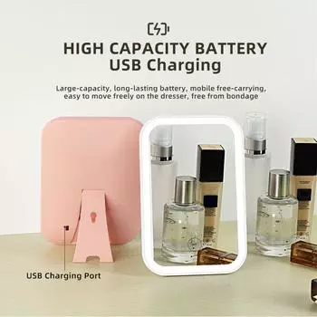 Зеркало для макияжа со светодиодным сенсорным экраном, складное зеркало для макияжа с подсветкой, 3 цвета, режимы освещения, перезаряжаемые от USB инструменты для косметического зеркала 1PC белый