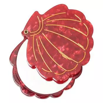 Зеркало для макияжа в форме ракушки, портативное дорожное, складное зеркало для макияжа из уксусной кислоты, легкое, женское, для девочек, ручное косметическое зеркало