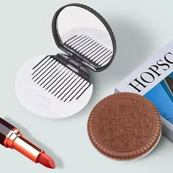 Зеркало для макияжа в виде шоколадного сэндвича, переносное зеркало для туалетного столика, складное круглое зеркало темно-коричневого