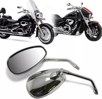 Зеркало для мотоцикла Зеркало для мотоцикла левое и правое, комплект 10 мм, позитивная резьба, серебристый цвет, регулируемое, Kawasaki Honda Universal