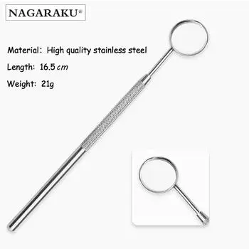 Зеркало для проверки из нержавеющей стали для наращивания ресниц, инструменты для макияжа NAGARAKU 16,5 см