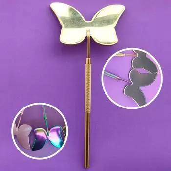 Зеркало для проверки ресниц, увеличительное, в форме бабочки, с длинной ручкой, премиум-класса, простое в использовании косметическое зеркало для женщин золотистый