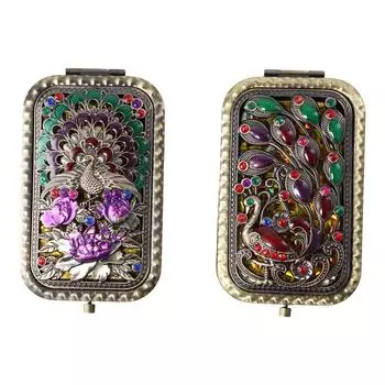 Зеркало для путешествий с 2-кратным увеличением, складное зеркало, косметический инструмент, компактное карманное зеркало, зеркало для макияжа 04