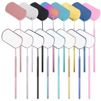 Зеркало для ресниц, проверка накладных ресниц, стоматологическое зеркало для рта, увеличительное зеркало из нержавеющей стали, инструменты для наращивания ресниц для макияжа синий