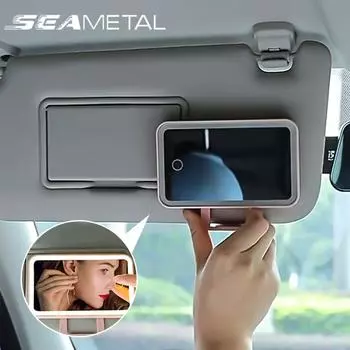 Зеркало для салона автомобиля SEAMETAL, портативное автомобильное зеркало для макияжа, солнцезащитный козырек, HD зеркала, автомобильные аксессуары, универсальные розовый