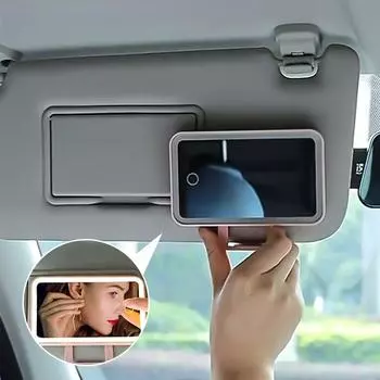 Зеркало для салона автомобиля, солнцезащитный козырек, светодиодное зеркало для макияжа для девочек и женщин, перезаряжаемый заполняющий светильник, универсальное косметическое зеркало