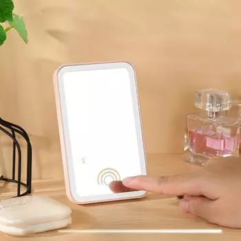 Зеркало для туалетного столика с дневным светом, светодиодное зеркало для туалетного столика, портативное косметическое зеркало, автомобильный солнцезащитный козырек розовый