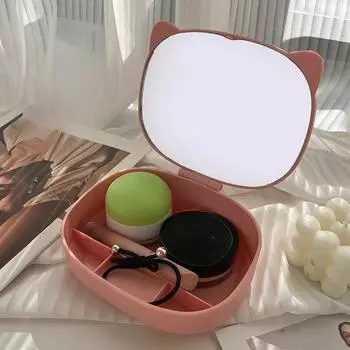 Зеркало для туалетного столика, складное косметическое зеркало для женщин с органайзером, настольное, для домашнего использования, небольшой подарок на День матери, сувениры для вечеринок розовый