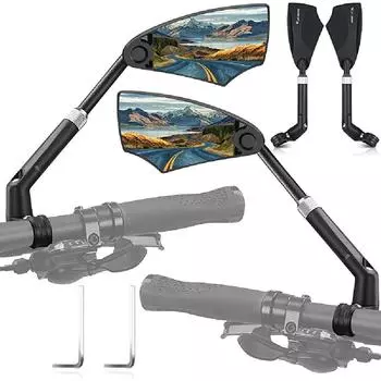 Зеркало для велосипеда, выдвижное и регулируемое на 360°, зеркало заднего вида, антибликовое, для Ebikes, MTB, шоссейного велосипеда Left-1