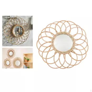 Зеркало из ротанга, подвесное настенное ручное подвесное искусство, круглый набор для гостиной, в