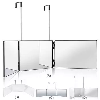 Зеркало на 360 градусов со светодиодной подсветкой, складное зеркало с тремя сторонами и подсветкой, зеркало для самостоятельной укладки, регулируемый инструмент для стрижки волос своими руками