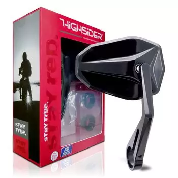 Зеркало на руль Daytona HIGHSIDER 1 с каждой стороны Соответствует новым стандартам безопасности Стандарт ECE Прозрачное зеркало Victory Bike Черное 96693 чёрный