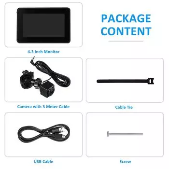 Зеркало на руль велосипеда, камера заднего вида для велосипеда с возможностью зарядки и записью 1080P и монитором 4,3 чёрный