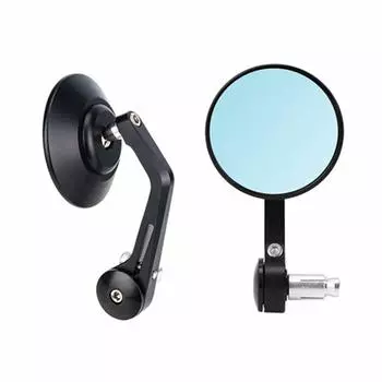 Зеркало на руль велосипеда SEMIMO, обработанное на станке с ЧПУ, ручка 22 мм, универсальное зеркало для велосипеда, совместимое с MT07 MT09 Z125 GROM NC700, круглое синее зеркало, черное GSX-S1000F чёрный