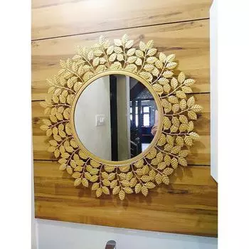 Зеркало настенное, не ржавеющее и устойчивое к погодным условиям - Идеальное зеркало для гостиной, ванной комнаты, спальни, фойе | прихожей, зоны умывальника - Золотое 24 дюйма 1 штука 24L x 24W inches