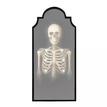 Зеркало-призрак на Хэллоуин, жуткое зеркало-голограмма с призраком и скелетом, со светодиодной подсветкой для украшения дома и спальни на Хэллоуин S White Light.