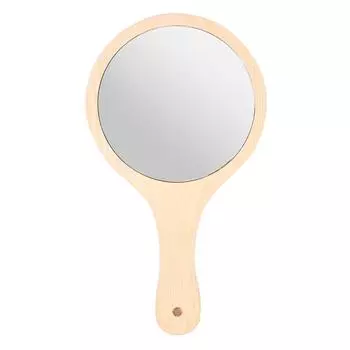 Зеркало с деревянной ручкой, ручное зеркало, округлой формы, косметические зеркала, профессиональное зеркало для женщин, косметика, уход за кожей