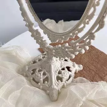 Зеркало-скелет, винтажное зеркало для ванной комнаты, спальни, настольного рабочего стола, двухстороннее поворотное зеркало для домашнего использования, 1 шт. 21*18.5*6.5cm белый