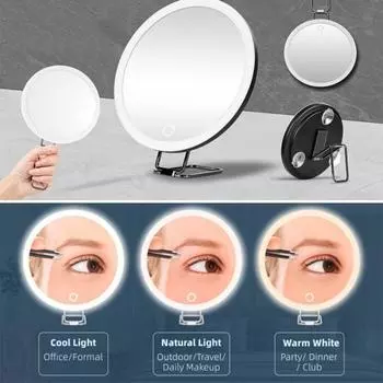Зеркало увеличительное 10/20/30X со светодиодной подсветкой, пинцет, вращающийся на 360 градусов, переносное настенное крепление 10X белый
