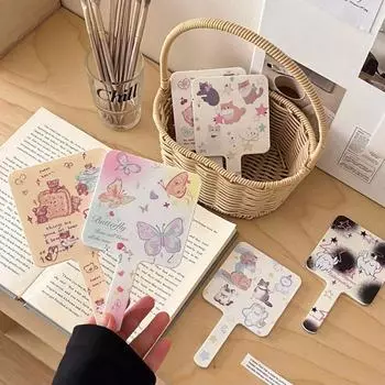 Зеркало в мультяшном стиле Kawaii, декоративное переносное зеркало, простое ручное зеркало для студентов style 12