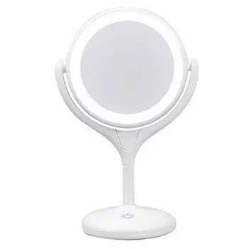 Зеркало Yamamura Plane со светодиодной подсветкой и 10-кратным увеличением YBM-1717 белый