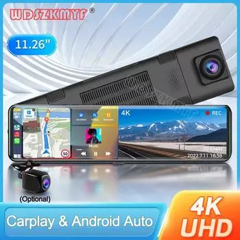 Зеркало заднего вида 4K Carplay и Android AutoWifi Видеорегистратор 10/12 дюймов Видеорегистратор для автомобиля Видеорегистратор GPS Навигация Камера заднего вида NONE