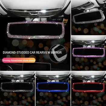 Зеркало заднего вида для интерьера автомобиля, декор со стразами, блестящие бриллианты, украшение для зеркала заднего вида, автоаксессуары для женщин