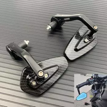 Зеркало заднего вида для мотоцикла с рисунком из углеродного волокна, зеркало на руль, модифицированное перевернутое зеркало заднего вида, аксессуары для мотоциклов чёрный