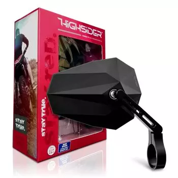 Зеркало заднего вида на руль мотоцикла Daytona HIGHSIDER, по одному с каждой стороны, с функцией регулировки угла наклона, соответствует новым стандартам безопасности ECE Standard Clear