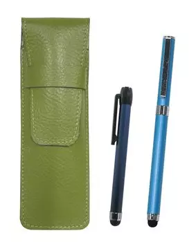 Зернистая кожа светло-зеленая ручка синий металлический стилус для сенсорного экрана и смартфон металлическая крышка шариковая ручка дополнительный синий чехол, сенсорный, набор, SASKI-ALL-QSJW700-L