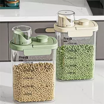 Зерновые герметичные банки пластиковые контейнеры для хранения продуктов питания прозрачные влагостойкие ведра для риса диспенсер для хлопьев для кухонного органайзера
