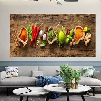 Зерновые Специи Перец Еда Холст Искусство Живопись Кухня Украшения Плакаты Печать Для Столовой Настенные Картины Домашнее Искусство Декор 20x40cm
