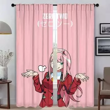 Zero Two Curtains для гостиной, занавески для домашнего интерьера, 2 шт., украшение на Хэллоуин, тюль для детской спальни W60xH90cmx2pcs-CL