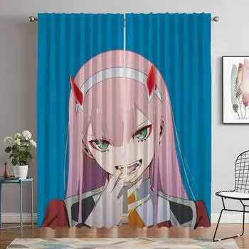 Zero Two Шторы для спальни, современные шторы для гостиной, 2 шт., шторы для перегородки, занавески для Хэллоуина, украшения кухни W50xH70cmx2pcs-CL