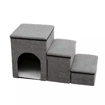 ZERONOWA Dog Pet Хранение для собак 3-ступенчатый табурет Шаг, Шаг, Лестницы, Складной, Тип, Шаги, (Серый) серый