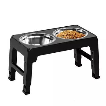 ZERONOWA Pet Bowl Food Bowl for Adjustable Comes with Spill Prevents Early Eating Dogs, Height, Stand, Prevention, (Black)
