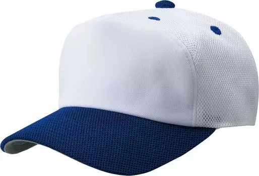 ZETT Baseball Cap Panel with Mesh BH158A One Size Fits Most (Front Back) White/Royal Blue,