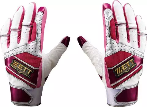 ZETT Baseball General Use Batting Gloves for Both Hands White x Pink L Size BG18012 (1161)