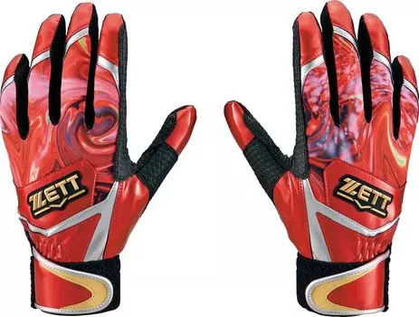 ZETT Baseball General Use Batting Gloves Impact Z for Both Hands Grip Fit Red x Silver S BG919C (6413)