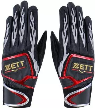 ZETT Baseball Pro Status Batting Gloves Both Hands Black x Red M Size BG318 (1964)