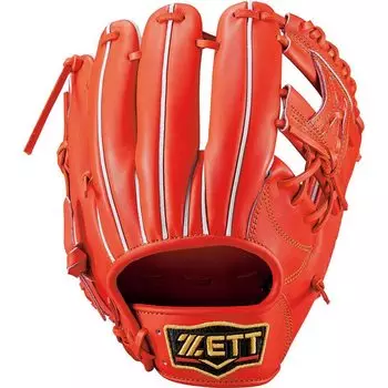 ZETT BPROG541 Hard Baseball Glove (Gloves), Pro Status, for Infielders, Second and Short, Deep Orange (5800), Right Throw, Size: 1, Made in Japan