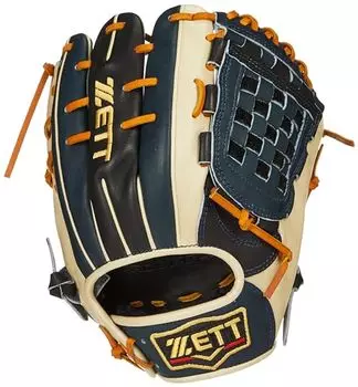 ZETT BRGB32456F Мягкая бейсбольная перчатка Pro Status, для второго броска, Sosuke Motoda, черная x синяя, для броска справа, размер: 4