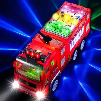 Zetz Brands электрическая пожарная машина детская игрушка яркие мигающие 4D огни и реалистичная сирена со звуком Bump and Go пожарная машина для мальчиков автоматическое рулевое управление
