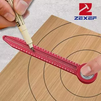 ZEXEF Деревообработка Универсальный прецизионный микрокомпас, сплавной маркер, круглая разметочная линейка на 360 градусов, портативная линейка для черчения отверстий красный
