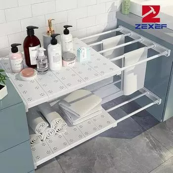 ZEXEF Регулируемая стойка для хранения гардероба Кухонная стойка для хранения Экономящая пространство настенная стойка для гардероба Полка для ванной комнаты