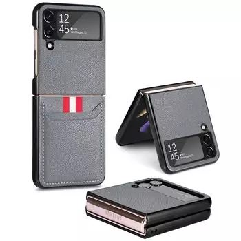 Zflip3 противоударный кожаный чехол для samsung Galaxy Z Flip4 Flip 4 5g Flip3 Flip 3 складной дизайн крышка слота для карт for Samsung Z Flip 3 серый