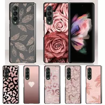 Zfold4 блестящий чехол с изображением розовой розы для Samsung Galaxy Z Fold3 5G, жесткий тонкий чехол, ультратонкий чехол для телефона Galaxy Z Fold 3 Samsung Z Fold3 5G
