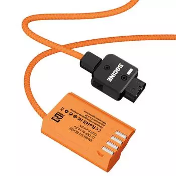 ZGCINE DMW-BLK22 фиктивная батарея с разъемом D-Tap кабель питания длиной 60 см D-Tap к DMW-BLK22 фиктивная батарея оранжевый